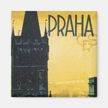 Poster de Praga del vintage Imán De Frigorifico