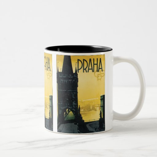 Poster de Praga del vintage Tazas De Café