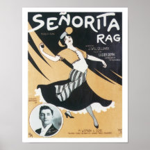 Poster de Senorita Rag Vintage Music Art de la can