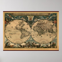 Poster decorativo del mapa de Viejo Mundo de los A