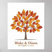 Poster del árbol de la firma del boda - Caída-SM n