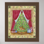 Poster del árbol de navidad del oso de peluche