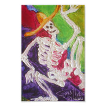 Poster del arte de Dia De Los Muertos Skeleton Hal Arte Fotografico