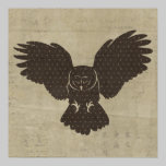 Poster del arte de la silueta del búho posters