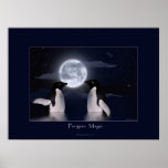 Poster del arte de los PINGÜINOS y de la LUNA
