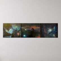 Poster del arte del espacio - pintura del tríptico