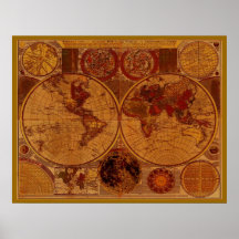 Poster del arte del MAPA de VIEJO MUNDO