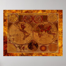 Poster del arte del MAPA de VIEJO MUNDO