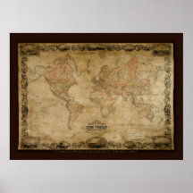 Poster del arte del mapa de Viejo Mundo de COLTONS