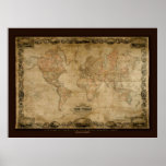 Poster del arte del mapa de Viejo Mundo de COLTONS