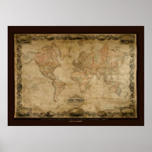 Poster del arte del mapa de Viejo Mundo de COLTONS