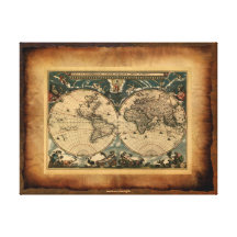 Poster del arte del mapa de Viejo Mundo Impresiones En Lona