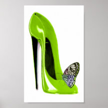 Poster del arte del zapato de la mariposa y del es