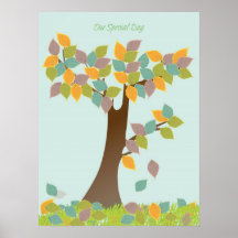 Poster del boda del Guestbook con las hojas de Sig
