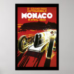 Poster del ciclismo en ruta del coche de Mónaco de