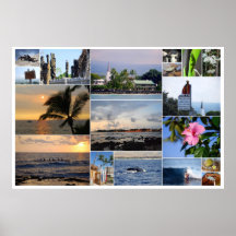 Poster del collage 36 x 24 de Kailua Kona Hawaii