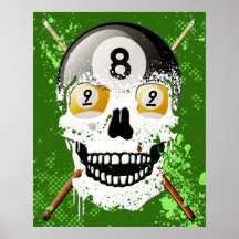 poster del cráneo de 8 y 9 billares de la bola