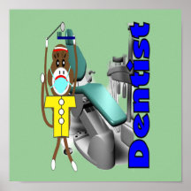 Poster del dentista--Diseño del mono del calcetín,