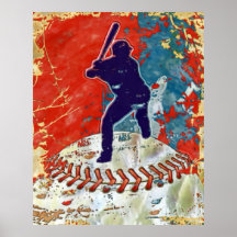 Poster del diseño del béisbol del estilo del Grung