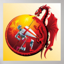 Poster del dragón y del caballero