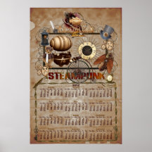 Poster del estilo del Calendario-Steampunk