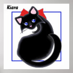 Poster del gato negro del gatito de Kiara Toon