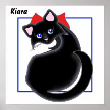Poster del gato negro del gatito de Kiara Toon