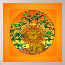 Poster del león del dibujo animado