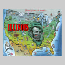Poster del mapa de Illinois los E.E.U.U. posters