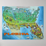 Poster del mapa de la Florida los E.E.U.U.