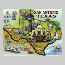 Poster del mapa de San Antonio TEJAS posters