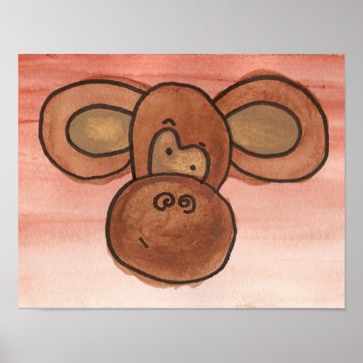 Poster del mono de la acuarela