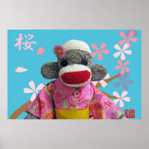 Poster del mono del calcetín de Sakura