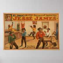 Poster del oeste salvaje del VODEVIL del acto de J