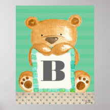 Poster del oso de peluche del monograma del sitio 