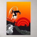 Poster del skater de la puesta del sol
