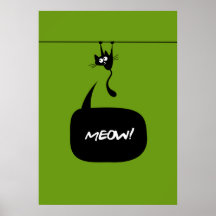 poster del verde 2 del gatito del maullido