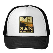 Poster del viaje del art déco de San Francisco Gorros