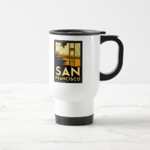 Poster del viaje del art déco de San Francisco Tazas De Café