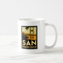 Poster del viaje del art déco de San Francisco Tazas