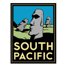 Poster del viaje del art déco de South Pacific Tarjeta Postal