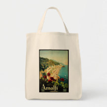 Poster del viaje del vintage, Amalfi, Italia Bolsas Lienzo