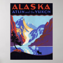 Poster del viaje del vintage, Atlin y el Yukón, Al