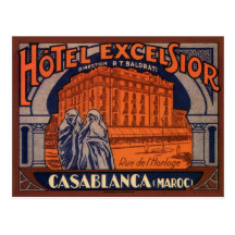Poster del viaje del vintage, Casablanca, Marrueco Tarjeta Postal