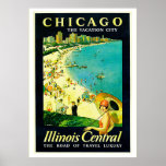 Poster del viaje del vintage, Chicago, Illinois