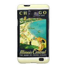 Poster del viaje del vintage, Chicago, Illinois Galaxy SII Carcasas