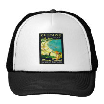 Poster del viaje del vintage, Chicago, Illinois Gorros Bordados