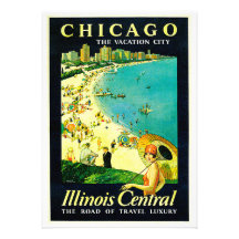 Poster del viaje del vintage, Chicago, Illinois Invitación Personalizada
