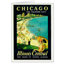 Poster del viaje del vintage, Chicago, Illinois Tarjetas