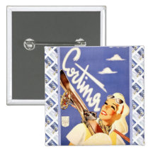 Poster del viaje del vintage, Cortina d'Ampezzo Pins